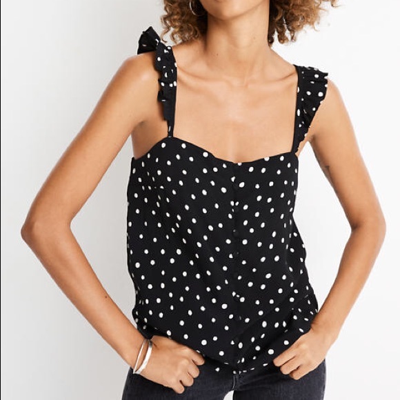 Madewell Tops - Madewell ruffle-strap cami top in painted dots